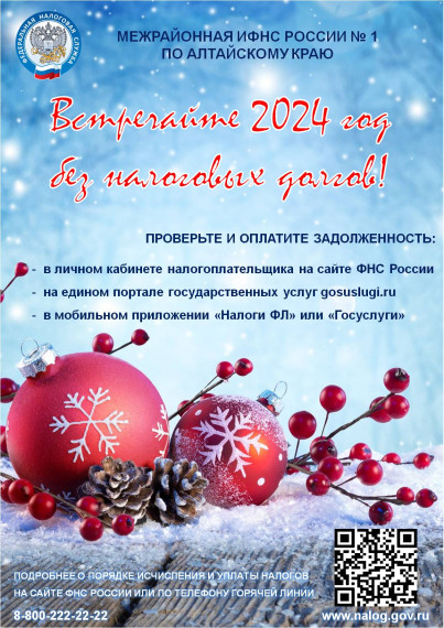 Встречайте 2024 год без налоговых долгов!. Встречайте 2024 год без налоговых долгов!.